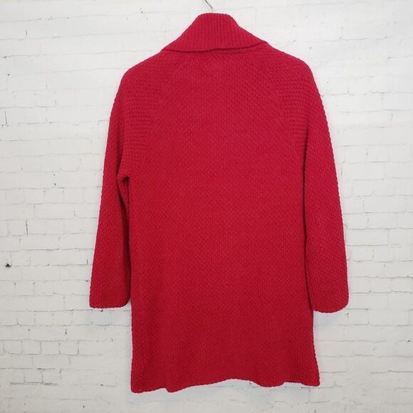 Lucky Brand Chenille Knit Red Sweater Size S / M Cardigan Cozy Open Front Y2K - Picture 6 of 8